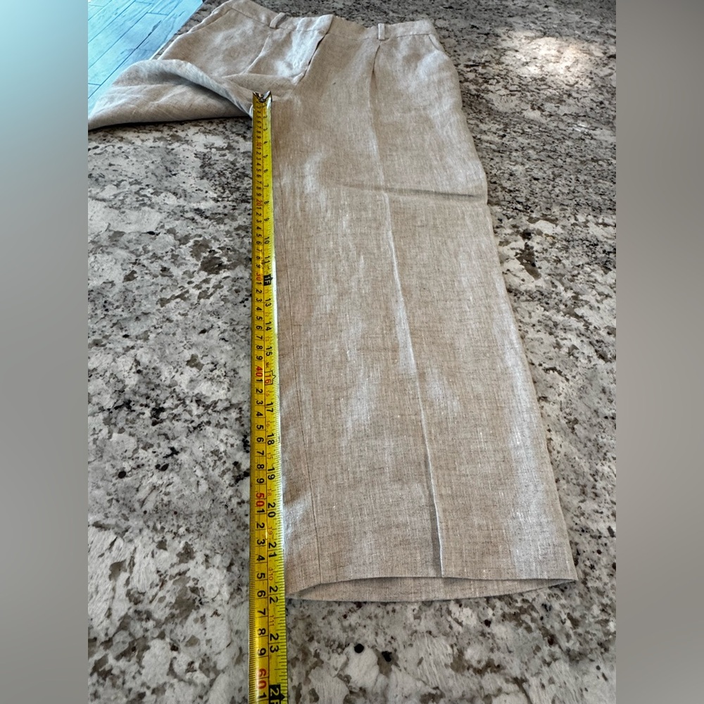 Talbots Linen Cropped Ankle Pants in‎ Light Taupe - Picture 4 of 10